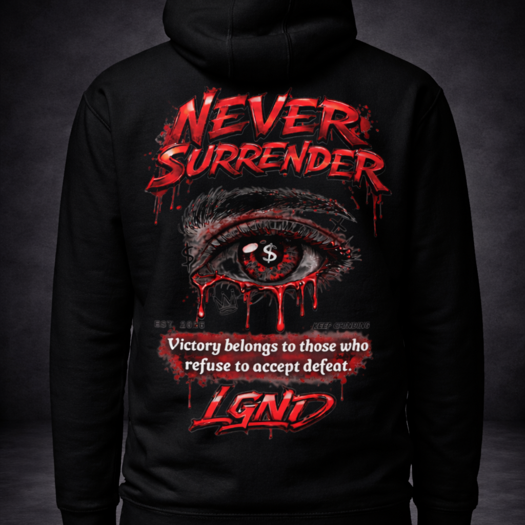 Never Surrender Hoodie (BlackRed) | Legacy-Inspired Streetwear by LGND